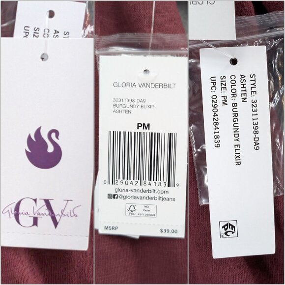 Gloria Vanderbilt Ashten Blouse Womens Burgundy Elixir Long Sleeve Button Sz PM - Picture 4 of 10